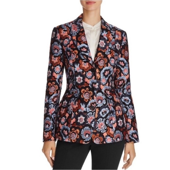 Theory Multicolor Floral Jacquard Riding Jacket US Sz. 12 - Picture 12 of 13